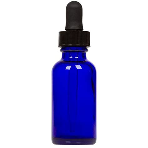 Cobalt Blue Glass Boston Round Bottle W Black Glass Dropper 1 Oz 6