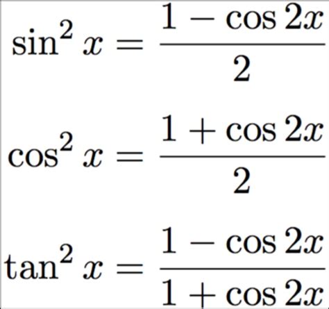 Squared Trig Identities [squared Trigonometric Functions]