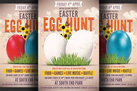 easter egg hunt flyer template flyer templates  creative market