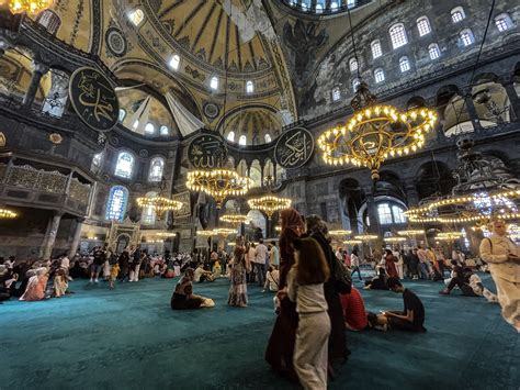 hagia sophia hosts  visitors   year  reopening  mosque
