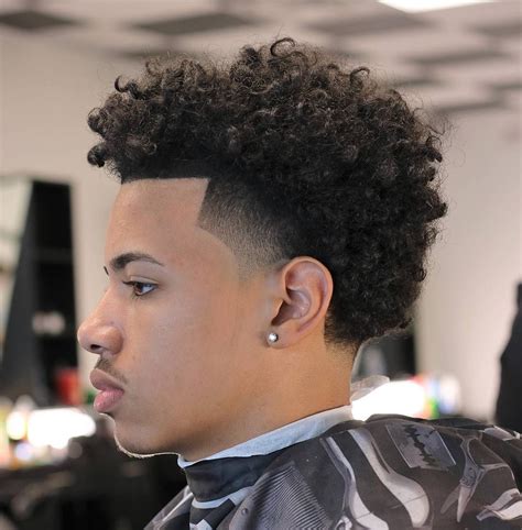 taper fade curly simple haircut  hairstyle