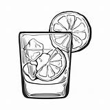 Gin Vodka Glass Soda Drawing Ice Water Lime Sketch Shot Vector Illustration Clipart Clip Bottle Stock Illustrations Rocks Cheers Vectors sketch template