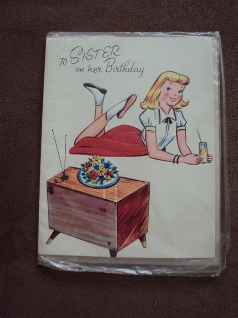 Happy Birthday Sister Vintage Card With Envelope Unused