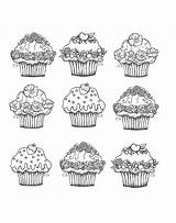 Coloring Cupcakes Cute Pages Cup Adults Cupcake Cake Cakes Color Six Printable Adult Easy Cream Delicious Sheets These Justcolor Raspberries sketch template