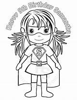 Superhero Coloring Pages Girl Female Super Drawing Birthday Hero Printable Kids Girls Party Kid Template Easy Colouring Draw Happy Color sketch template