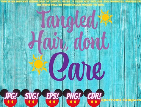 disney tangled hair dont care svg digital file only svg png etsy