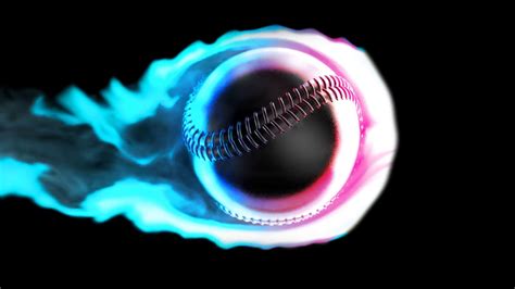 Flying Baseball On Fire On A Black Background Motion Background