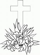Coloring Pages Printable Cross Easter Kids Friday Good Crosses Print Color Drawing Flowers Lily Christian Book Colouring Jesus Children Pintables sketch template