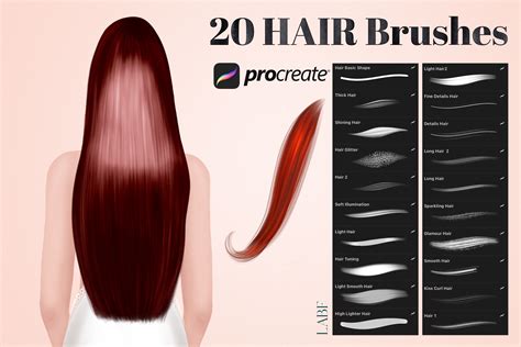 procreate hair brushes  labfcreations thehungryjpeg
