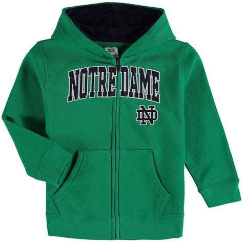 toddler green notre dame fighting irish applique arch logo full zip hoodie