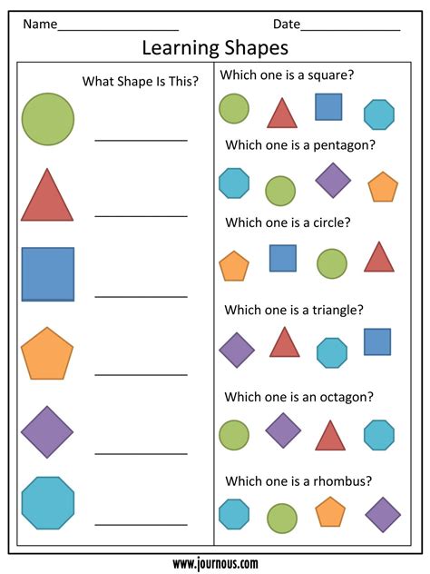 printable shapes worksheets  toddlers wert sheet