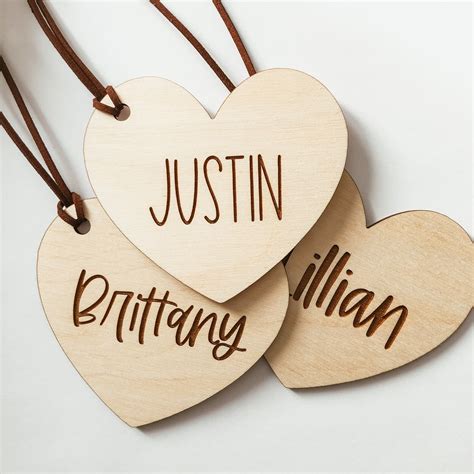 wooden heart tag personalized heart  tag valentines etsy