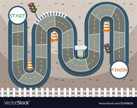 racing road traffic board game template royalty  vector