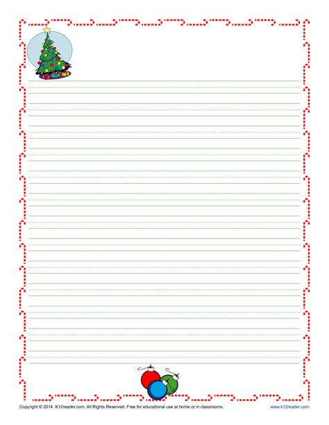 telecharger gratuit christmas lined writing paper template  kids