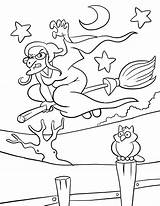 Witch Coloring Pages Halloween Printable Kids sketch template