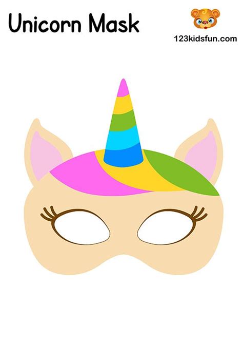 unicorn mask  printable mask template  kids