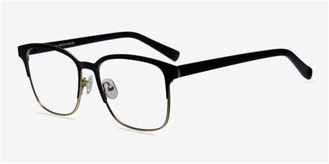Intense Browline Matte Black And Golden Frame Glasses