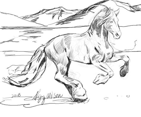 realistic horse galloping coloring pages book  kids