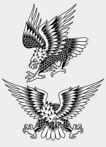 american screaming eagle tattoo vector illustration stock