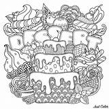 Cakes Cupcakes Pages Gateaux Coloriage Colorare Erwachsene Adult Coloriages Adultos Adulti Malbuch Justcolor Gâteau Mandala Sweets Gateau Sucreries Difficiles Adultes sketch template