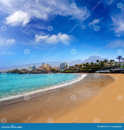 las americas beach adeje coast beach  tenerife stock image image  beach sand