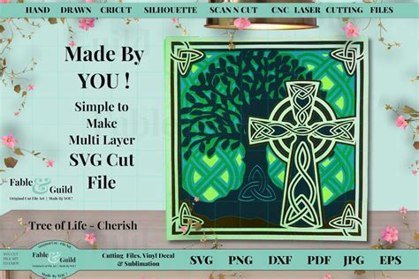 Tree Of Life Svg Wall Art Celtic Cross Svg 3d Multi Layered Cricut