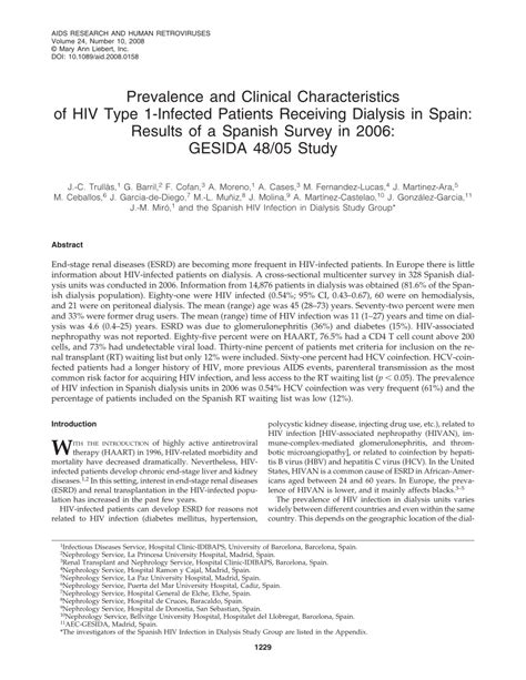 Pdf Prevalence And Clinical Characteristics Of Hiv Type 1 Infected