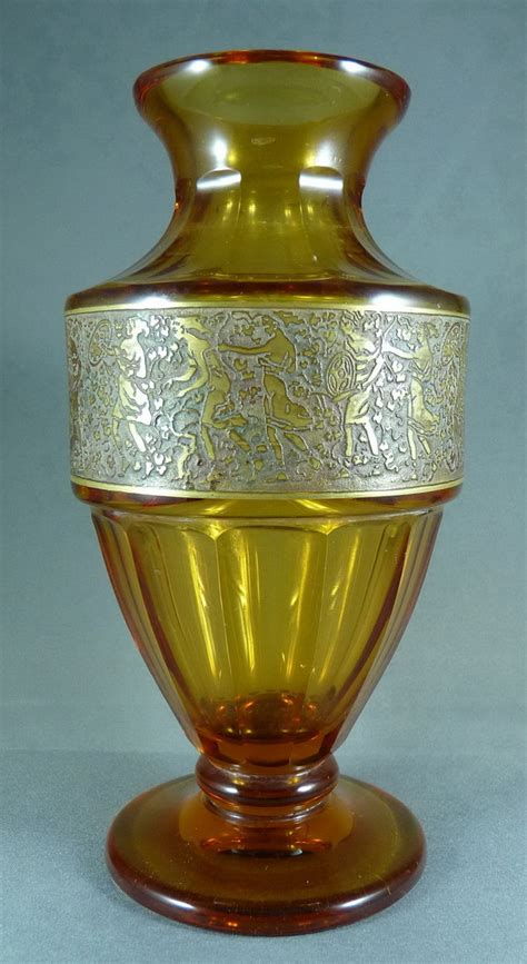 A Moser Karlsbad Oroplastic Amber Vase Collectors Weekly