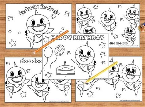 baby shark happy birthday coloring pages kidsworksheetfun