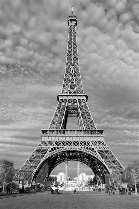 Streets Of Paris In Black And White Eiffel Tower Stock