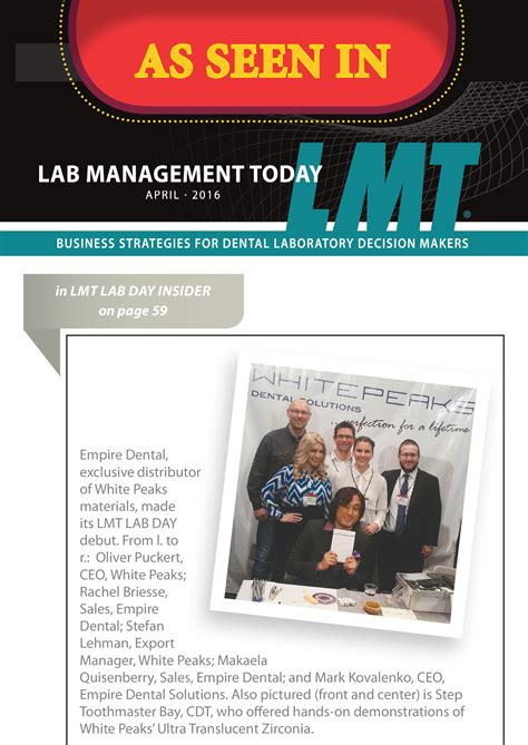lab management today lmt issue april whitepeaks dental solutions