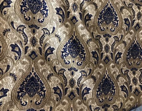 sale designer upholstery chenille velvet fabric blue gold llpcb