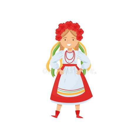 girl in ukrainian folk dress stock vector illustration