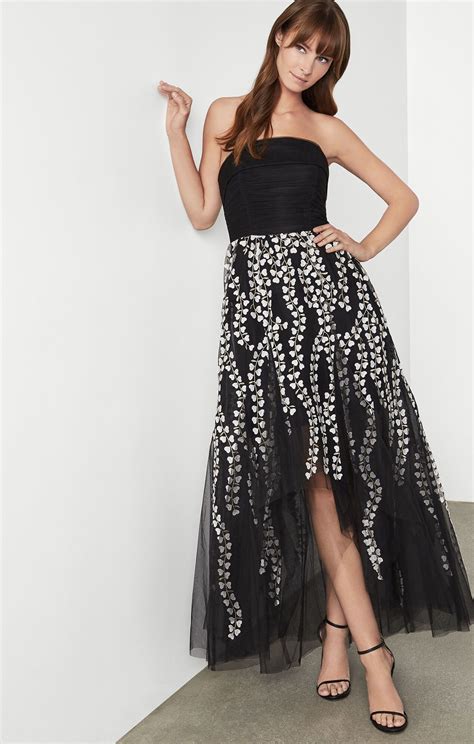 embroidered tulle evening dress black tulle