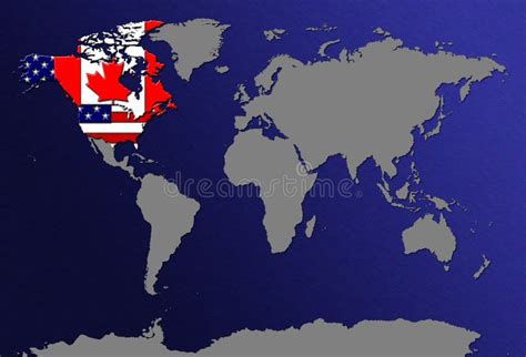 de kaart van de wereld met vlaggen stock illustratie illustration  canada vlag