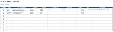 issue tracking template excel