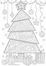 Christmas Tree Doodle Colouring Coloring Doodles Pages Activityvillage Kids Village Activity Explore sketch template