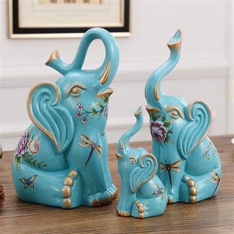 modern creative ceramic family elephant figurines livingroom tv cabinet crafts decor arts