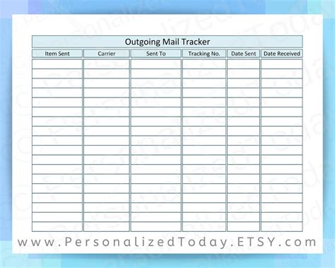incoming mail  outgoing mail printable tracking log  etsy