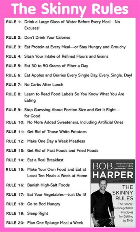 skinny rules  bob harper infographic  day