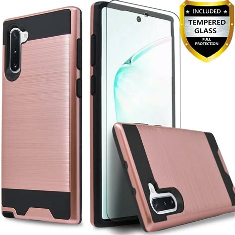 samsung galaxy note  case  piece style hybrid shockproof hard case cover  tempered