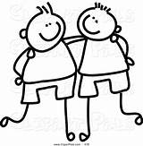 Clipart Clip Friend Coloring Pal School Boys Buddy Each Other Sketch sketch template