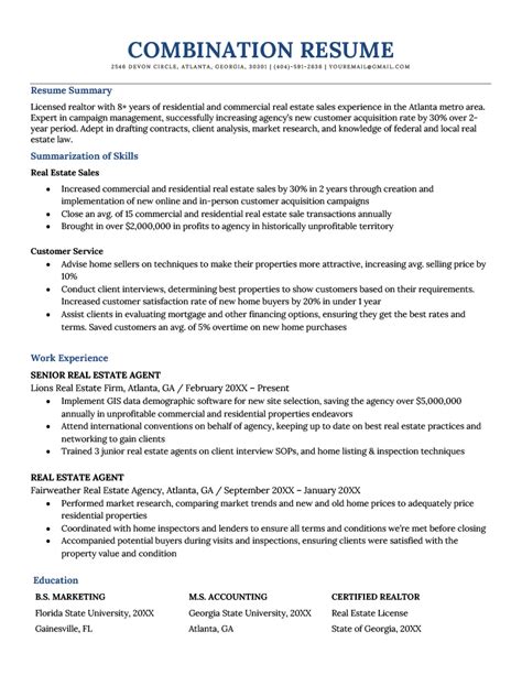 combination resume template  examples