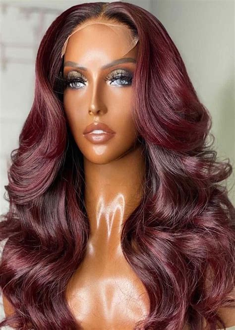 Burgundy 99j Colored Lace Frontal Wig Body Wave Lace Front Wig