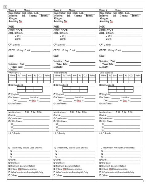 printable nursing report sheets derrick website