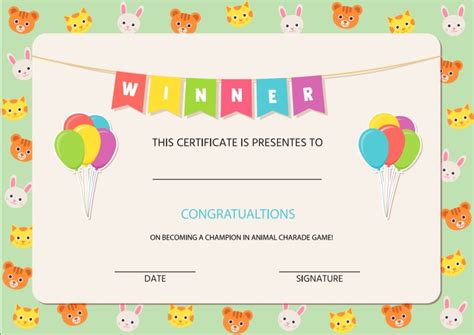 winner certificate template  word templates