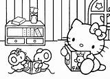 Kitty Hello Coloring Pages Reading Para Colorear Leyendo 為孩子的色頁 sketch template