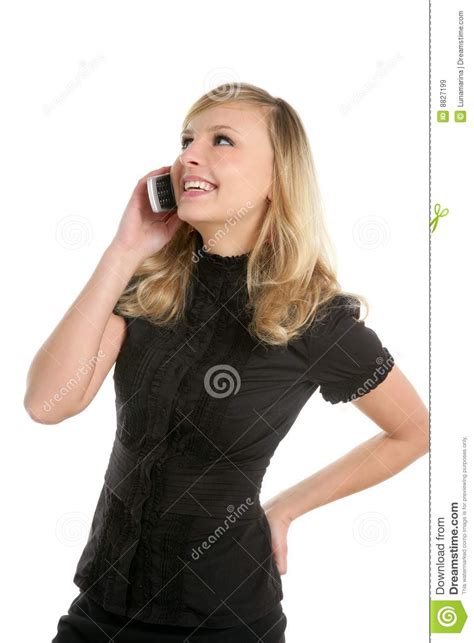 blond beautiful woman talking with mobile phone royalty