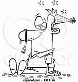 Hung Guy Illustration Cartoon Years Party After Over Toonaday Royalty Lineart Clipart Vector sketch template