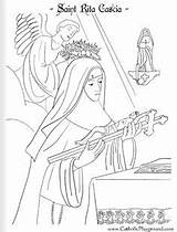 Coloring Saint Catholic Saints Philomena Pages Rita St sketch template